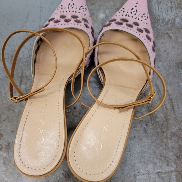 SALE! CASADEI HEELS SZ 8.5 PONY HAIR POINT TOE ANKLE STRAP - Picture 5 of 8